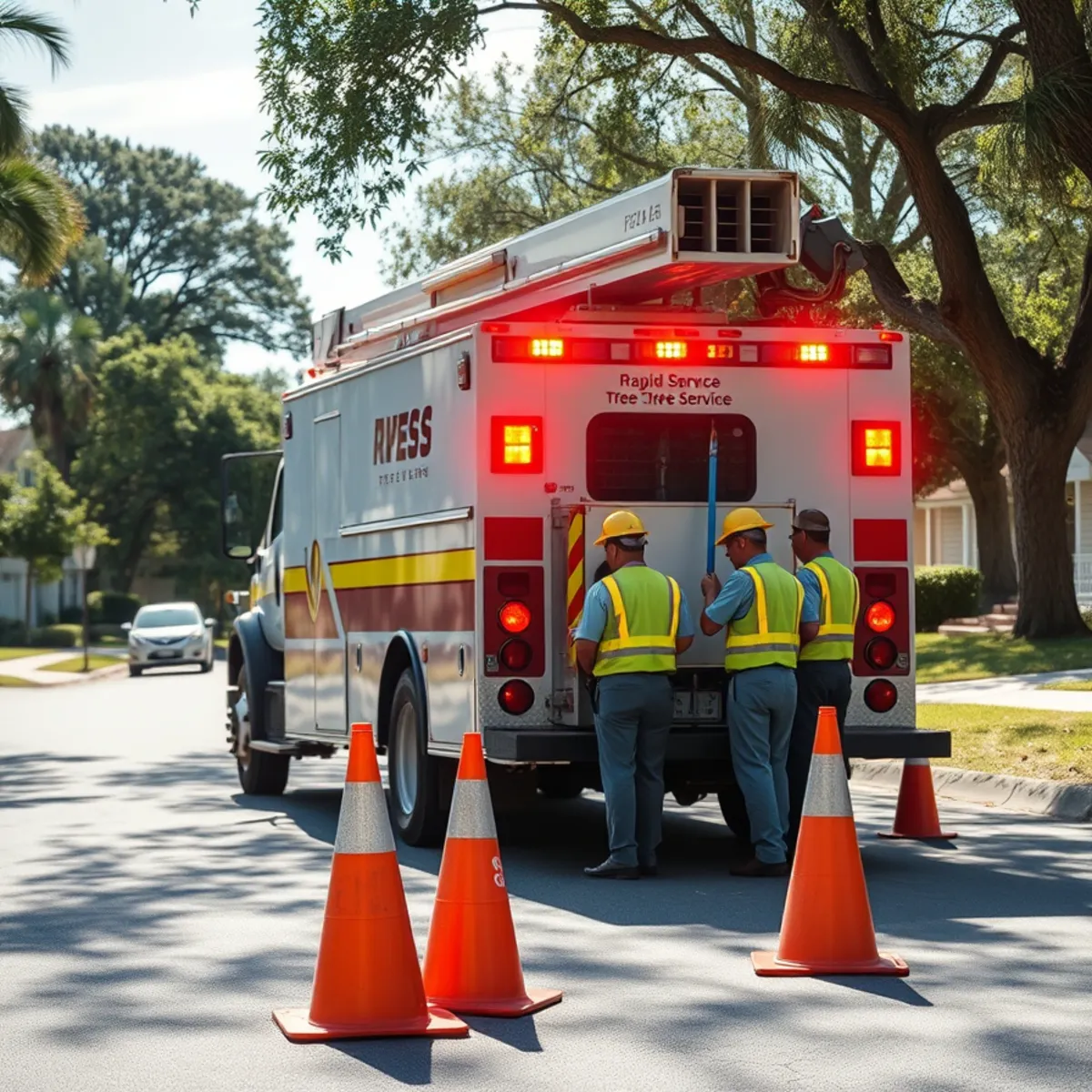 24/7 Emergency Storm Tree Service in action by professional tree climbers in Lehigh Acres