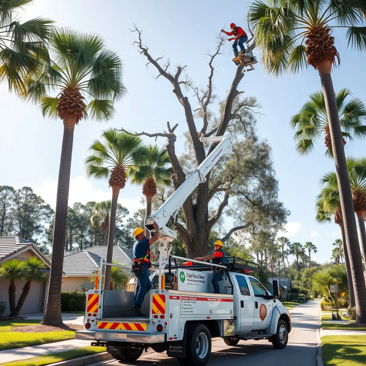 Tree service crew working in Buckingham FL