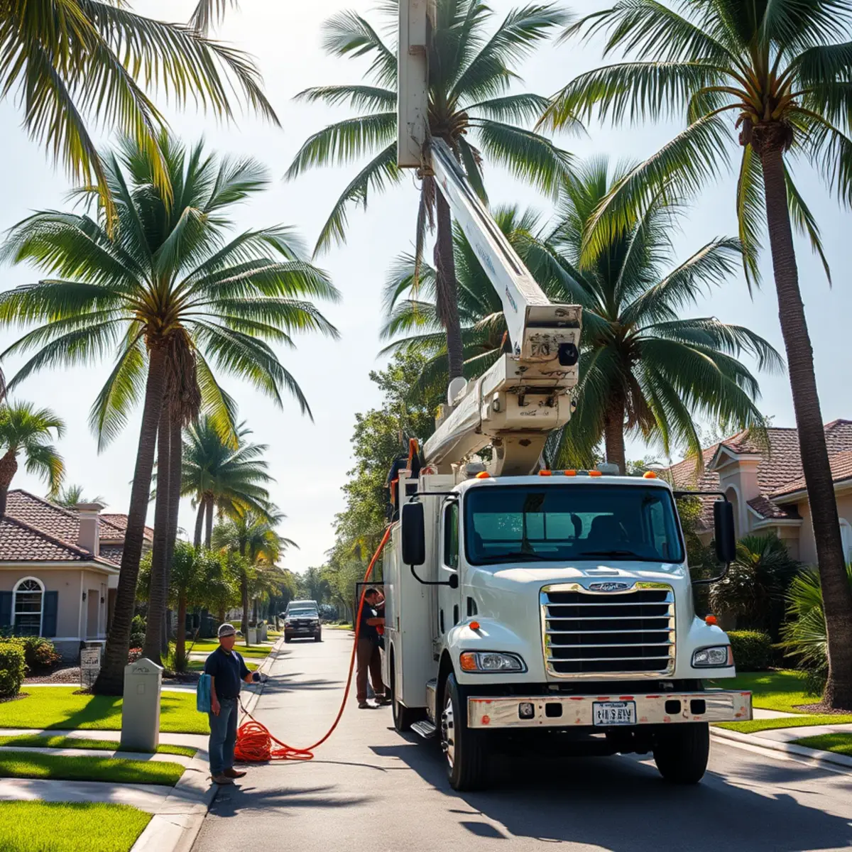 Tree service crew working in Fort Myers Beach FL
