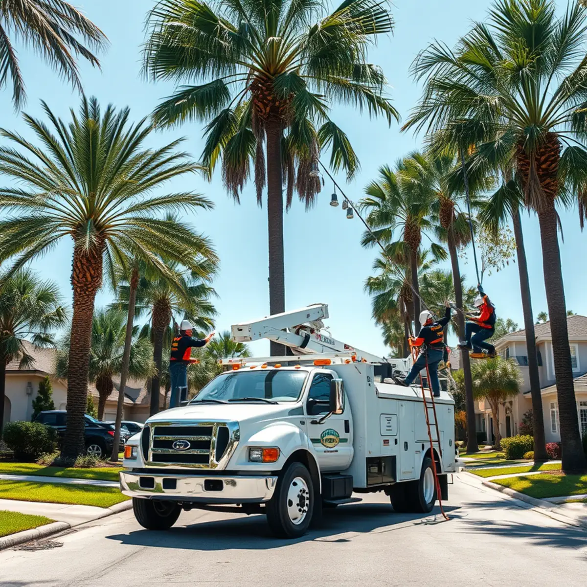 Tree service crew working in Lakeland FL