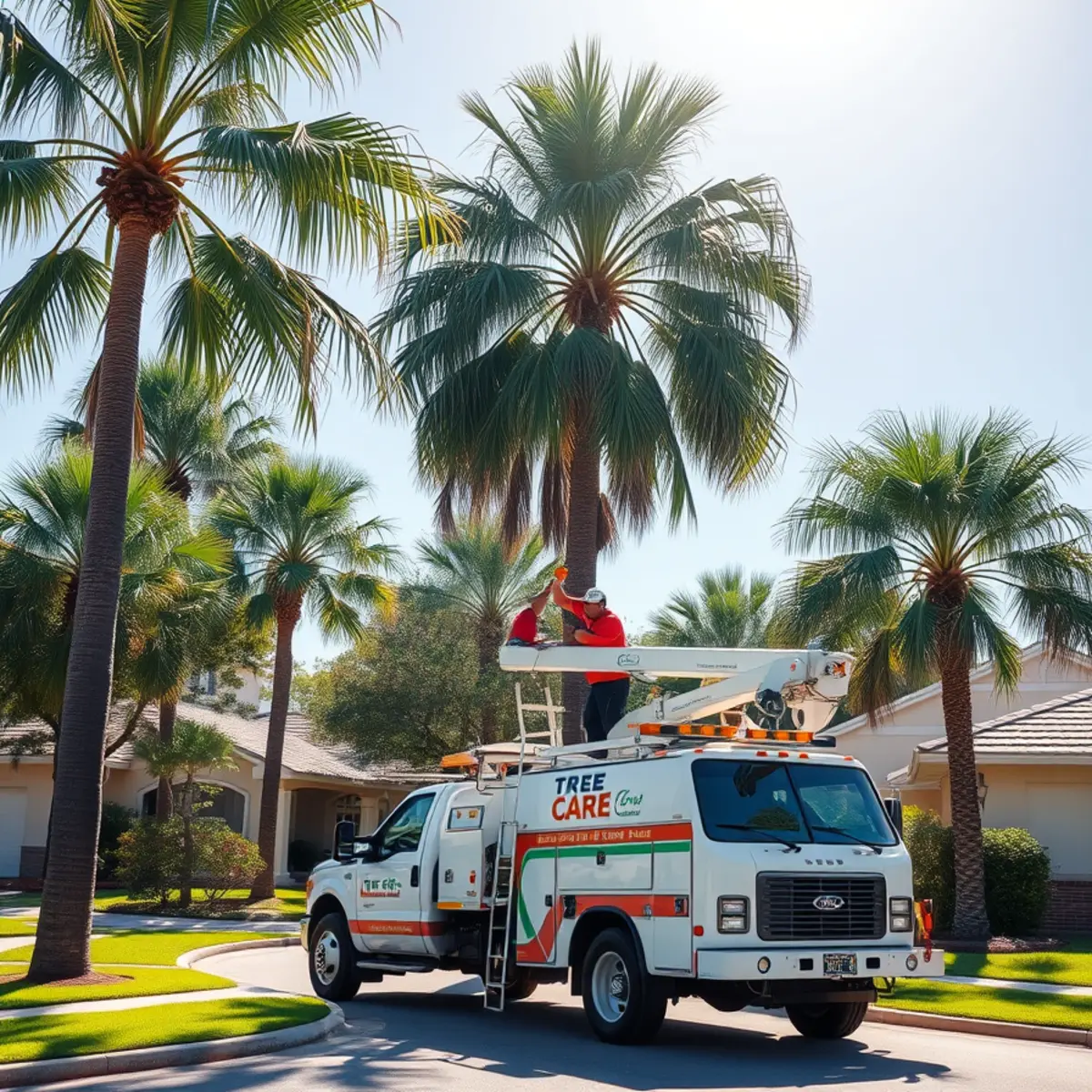 Tree service crew working in Lee County FL