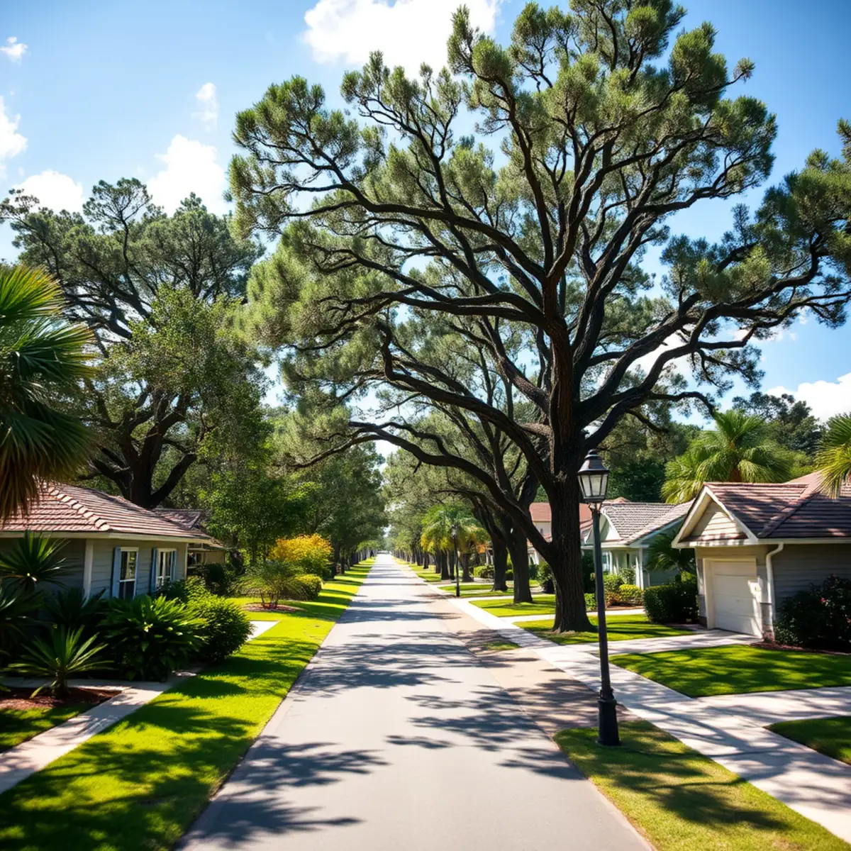 Residential tree canopy and properties in Lehigh Acres FL