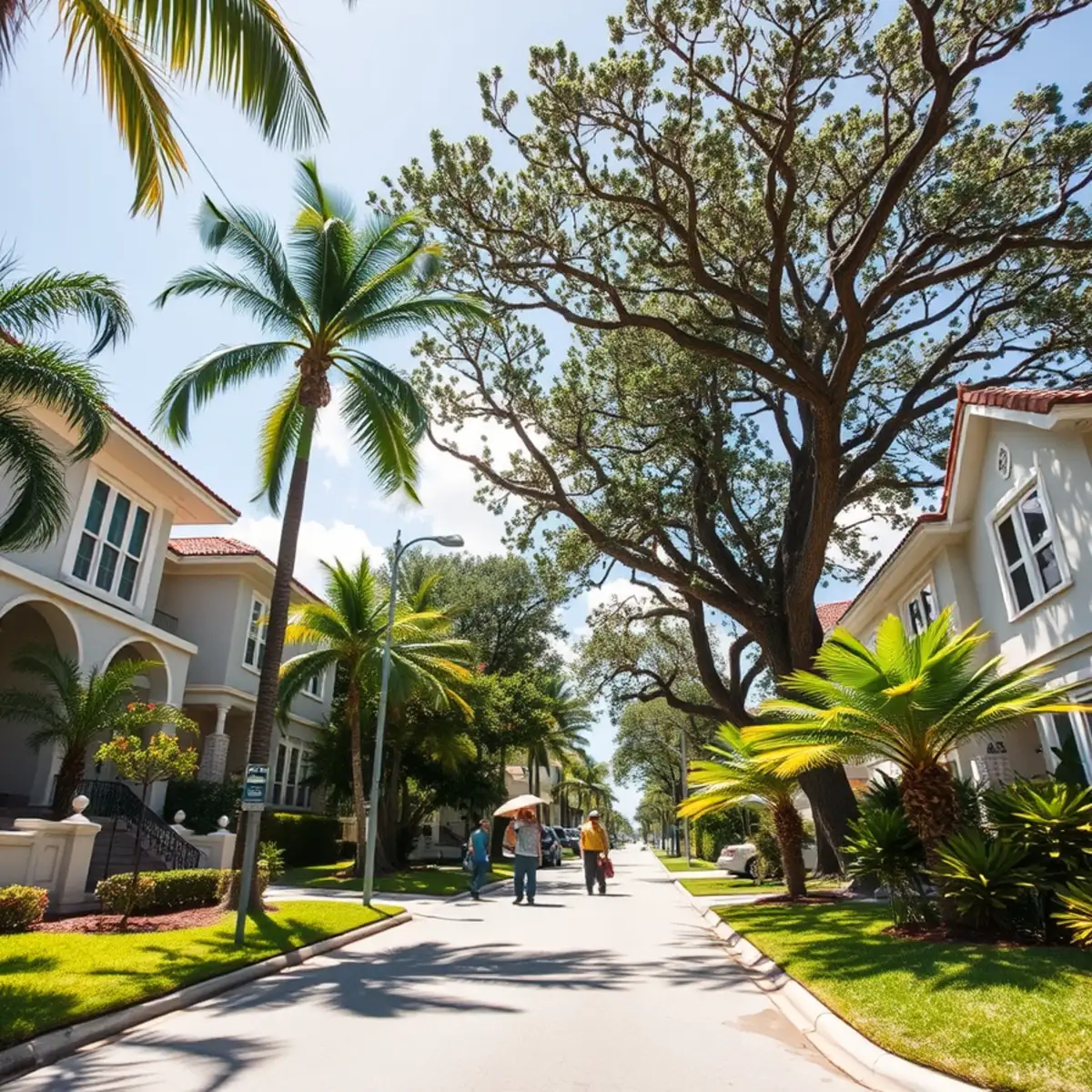 Residential tree canopy and properties in Miami FL