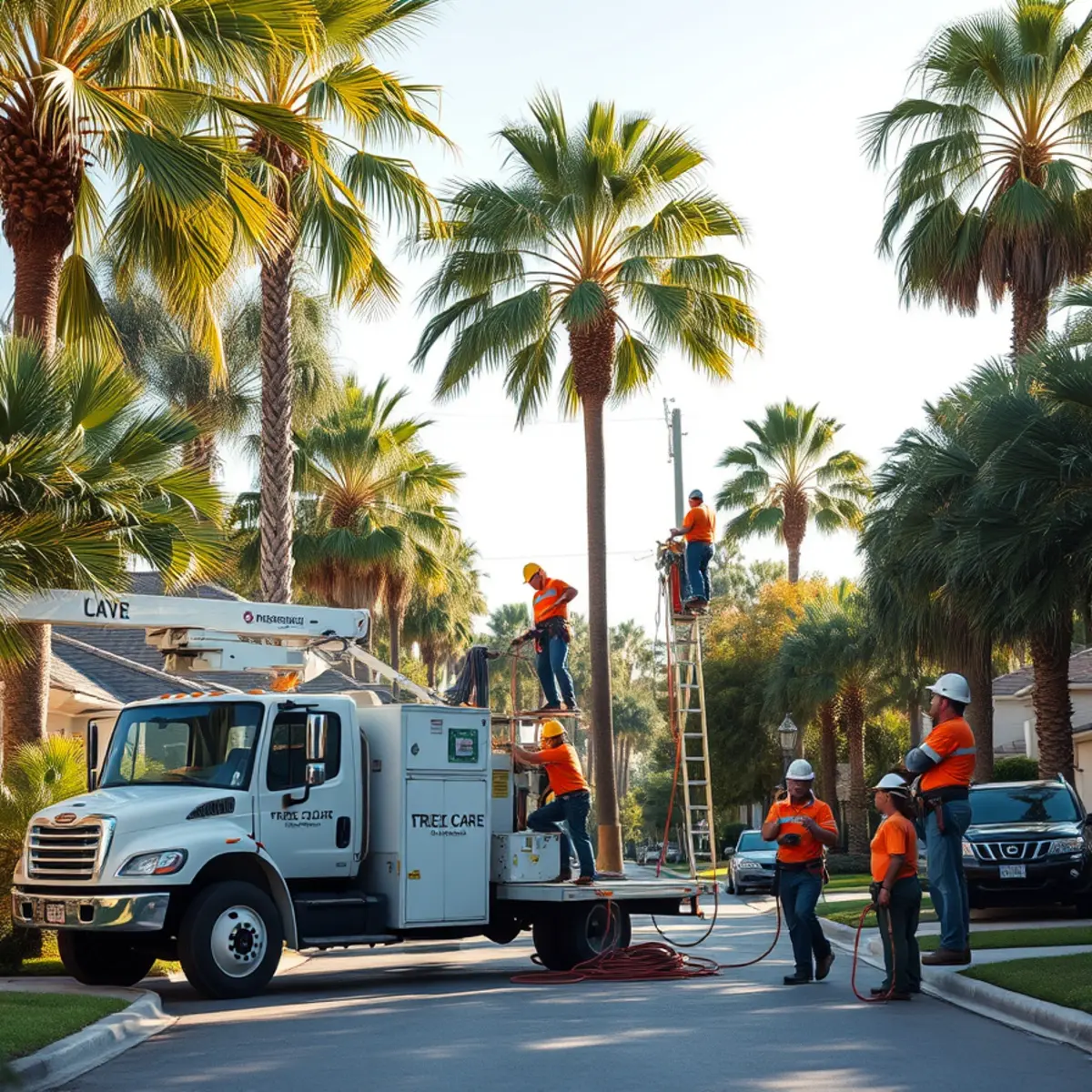 Tree service crew working in North Port FL