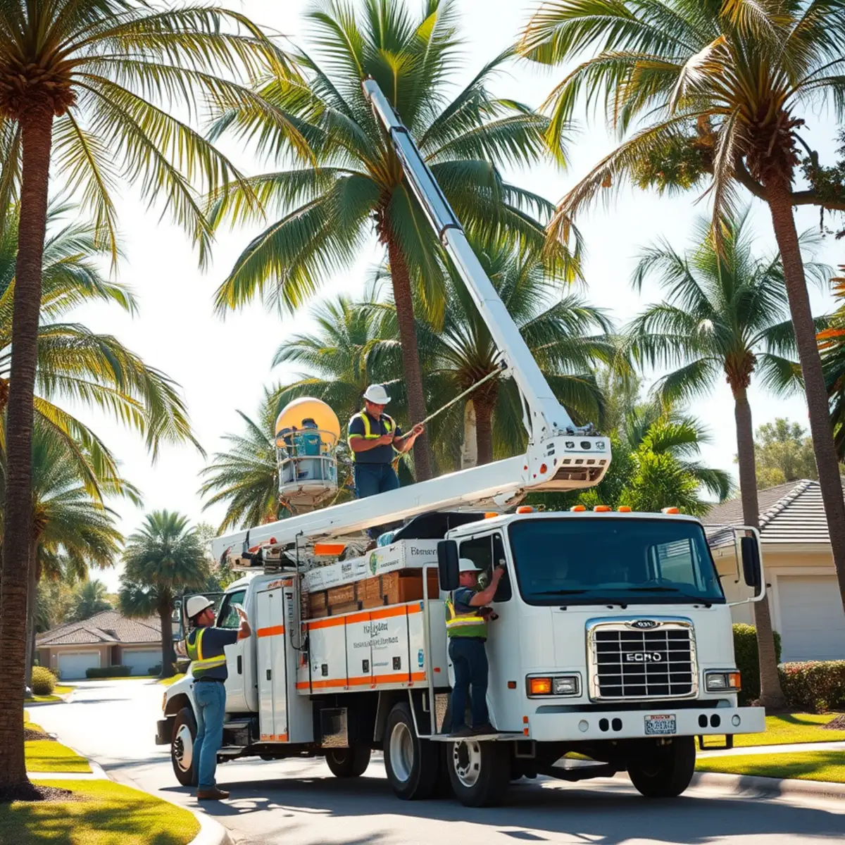 Tree service crew working in Pine Island FL