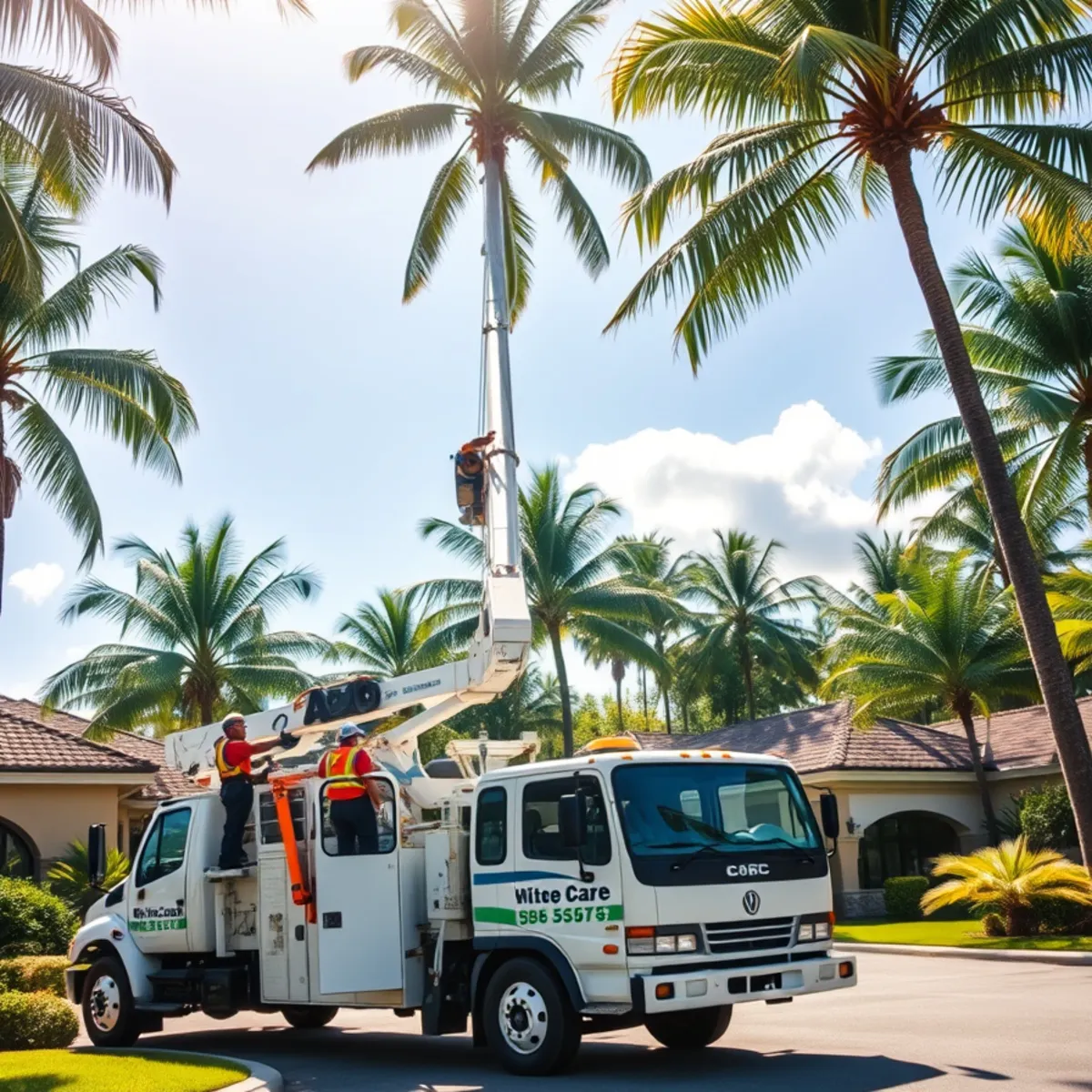 Tree service crew working in Pompano Beach FL