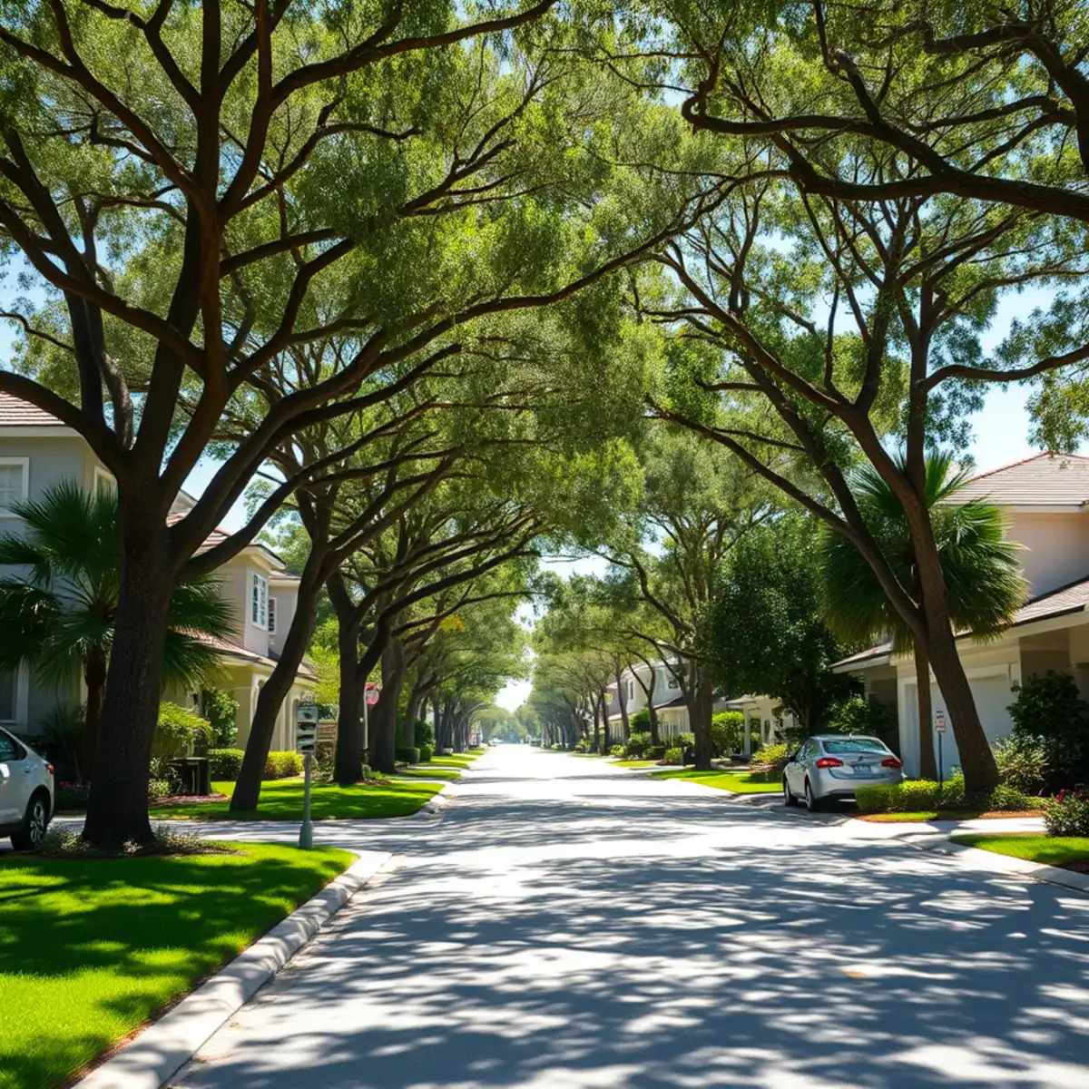 Residential tree canopy and properties in Punta Rassa FL