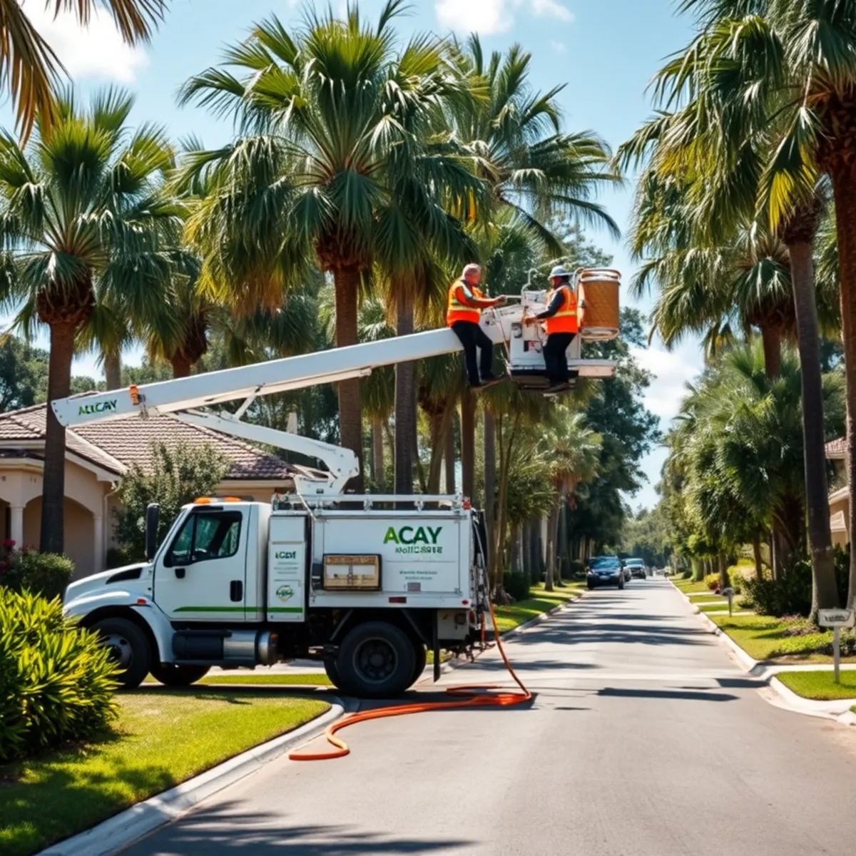 Tree service crew working in San Carlos Park FL