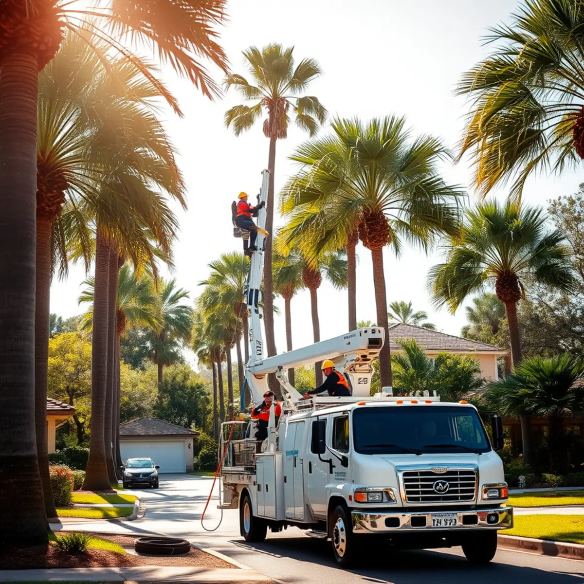 Tree service crew working in Tice FL