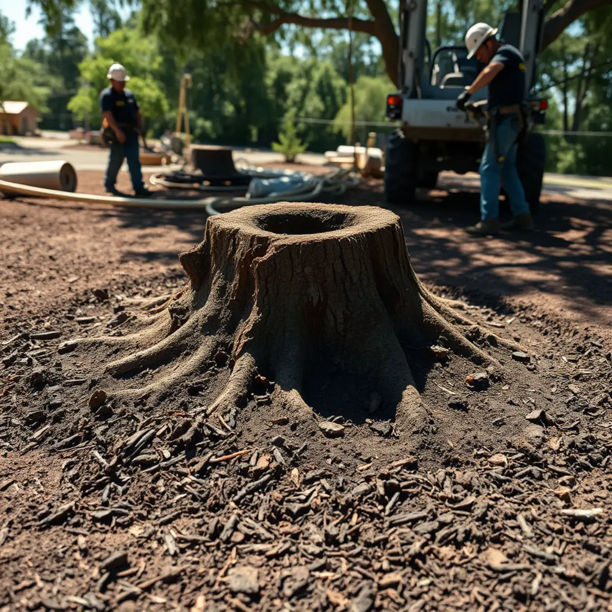 Stump Grinding & Removal in action by professional tree climbers in Lehigh Acres