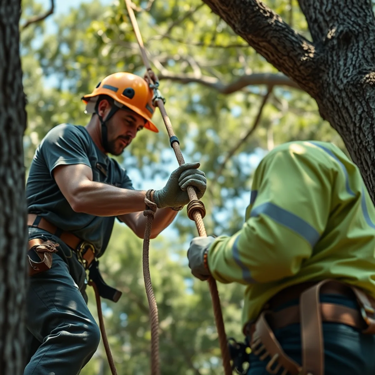 Tight-Access Technical Climbing in action by professional tree climbers in Lehigh Acres